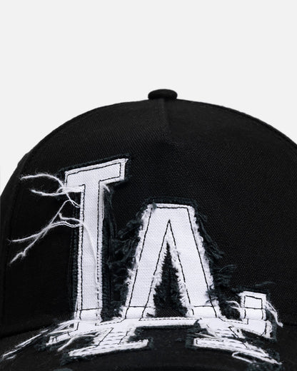 New Era Los Angeles Dodgers 'Applique Distressed' 9FORTY A-Frame Snapback Black/White