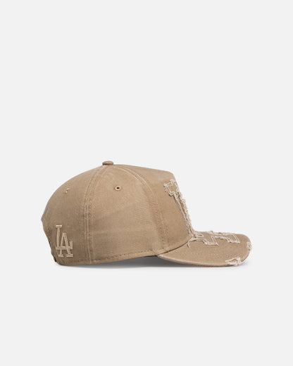 New Era Los Angeles Dodgers 'Applique Distressed' 9FORTY A-Frame Snapback Khaki