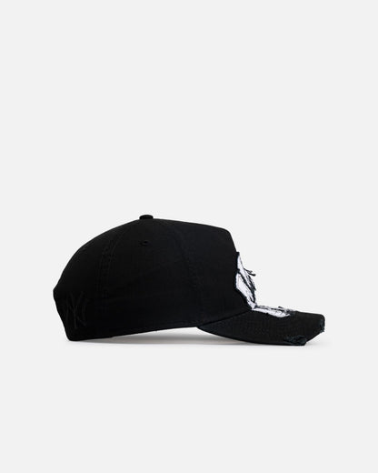 New Era New York Yankees 'Applique Distressed' 9FORTY A-Frame Snapback Black/White