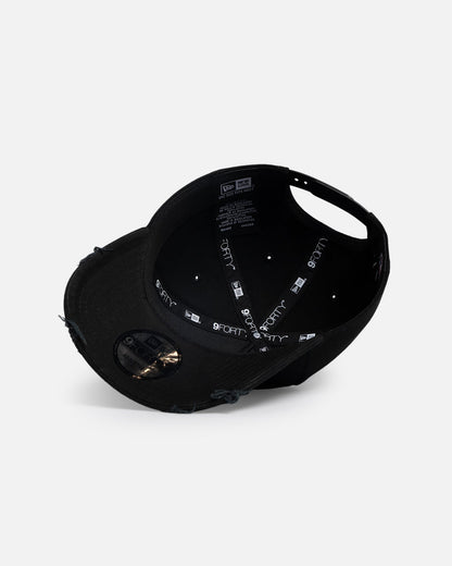New Era New York Yankees 'Applique Distressed' 9FORTY A-Frame Snapback Black/White