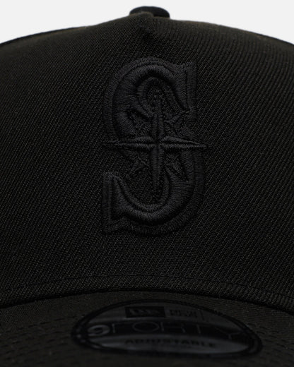 New Era Seattle Mariners 'Easy Black' 9FORTY A-Frame Snapback Black/Black