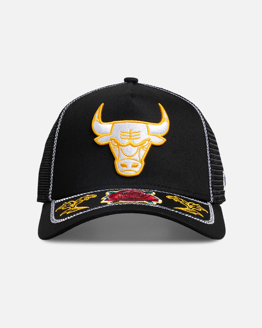 New Era Chicago Bulls 'Rose Visor' 9FORTY A-Frame Trucker Snapback Black/Rose