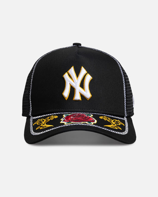 New Era New York Yankees 'Rose Visor' 9FORTY A-Frame Trucker Snapback Black/Rose
