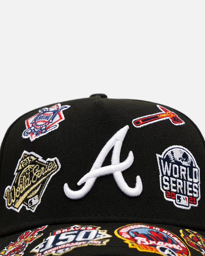 New Era Atlanta Braves 'All Over Embroidery' 9FORTY A-Frame Snapback Black