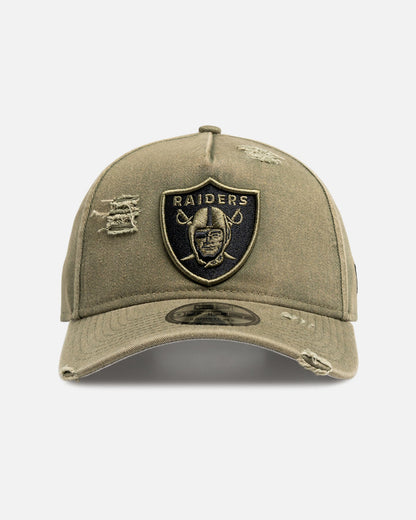 New Era Las Vegas Raiders 'Distressed Olive' 9FORTY A-Frame Snapback Olive