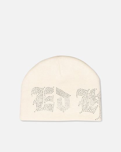 Ed Hardy Rhinestone Beanie Off White
