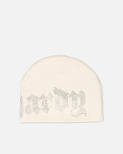 Ed Hardy Rhinestone Beanie Off White