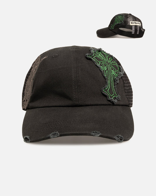 Ed Hardy Euro Distressed Trucker Snapback Black