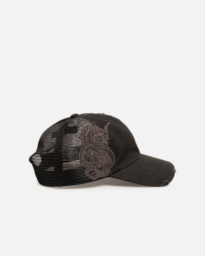 Ed Hardy Euro Distressed Trucker Snapback Black