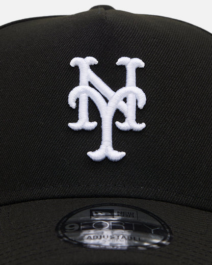 New Era New York Mets 'Black' 9FORTY A-Frame Snapback Black/White