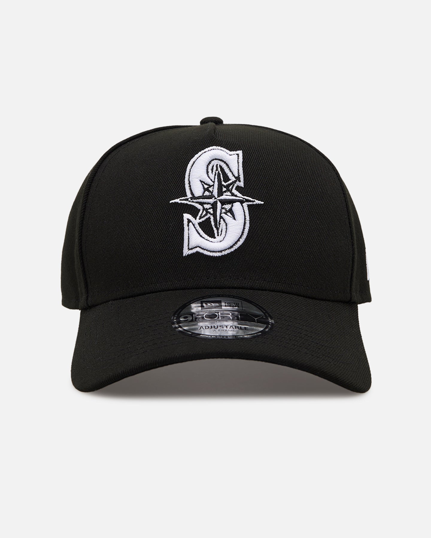 New Era Seattle Mariners 'Black' 9FORTY A-Frame Snapback Black/White