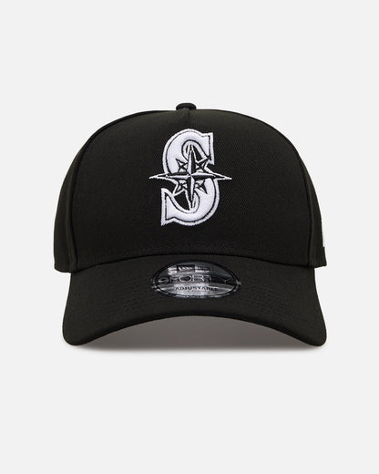New Era Seattle Mariners 'Black' 9FORTY A-Frame Snapback Black/White