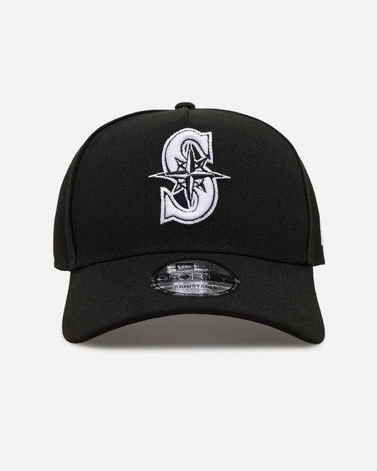 New Era Seattle Mariners 'Black' 9FORTY A-Frame Snapback Black/White