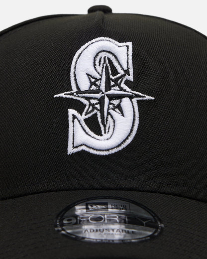 New Era Seattle Mariners 'Black' 9FORTY A-Frame Snapback Black/White