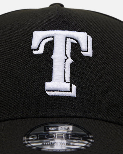 New Era Texas Rangers 'Black' 9FORTY A-Frame Snapback Black/White