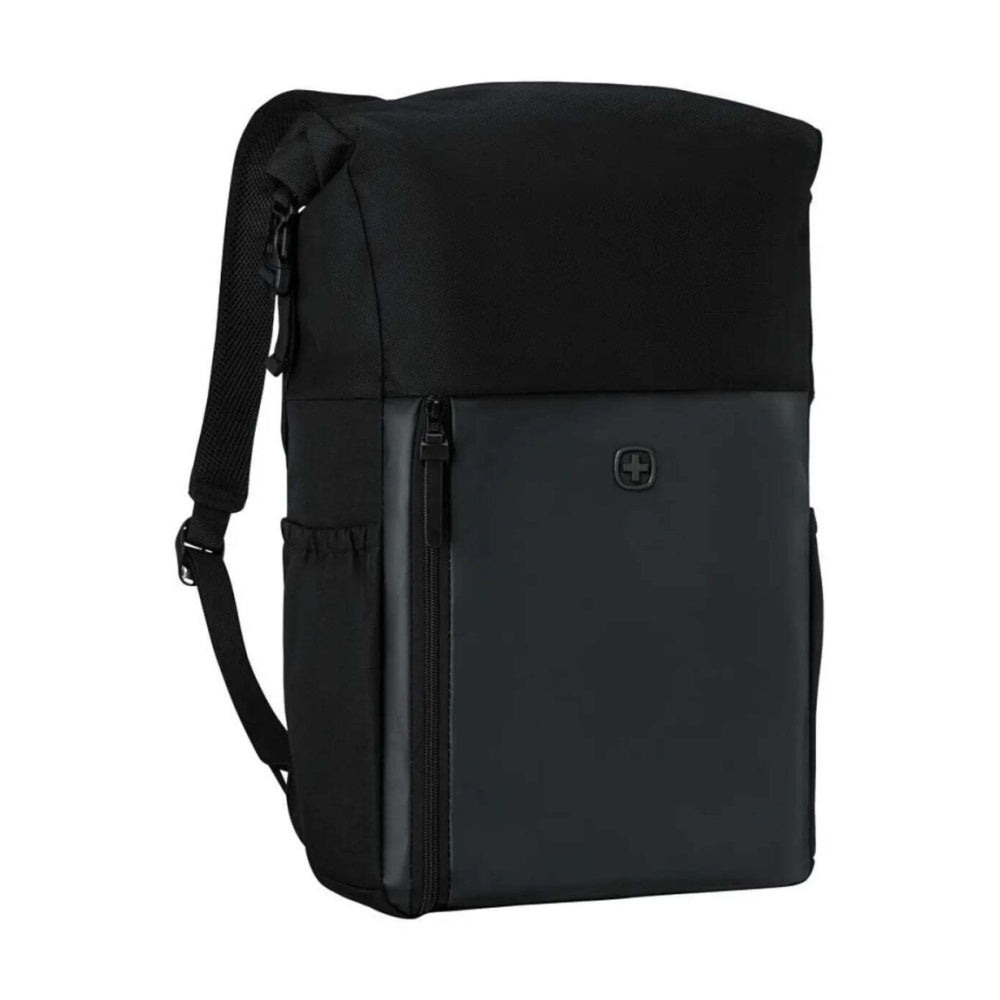 Wenger UrbanOne Roll-Top Laptop Recycled PET Polyester Backpack Black 15.6in