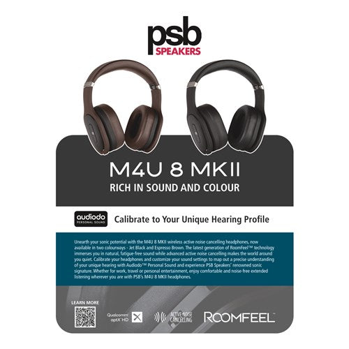 PSB M4U 8 MKII Wireless ANC Headphones - Black