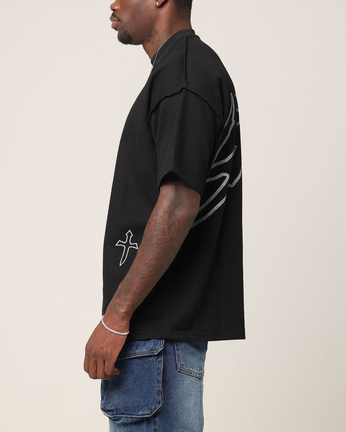 Saint Morta Shadow Waffle T-Shirt Black