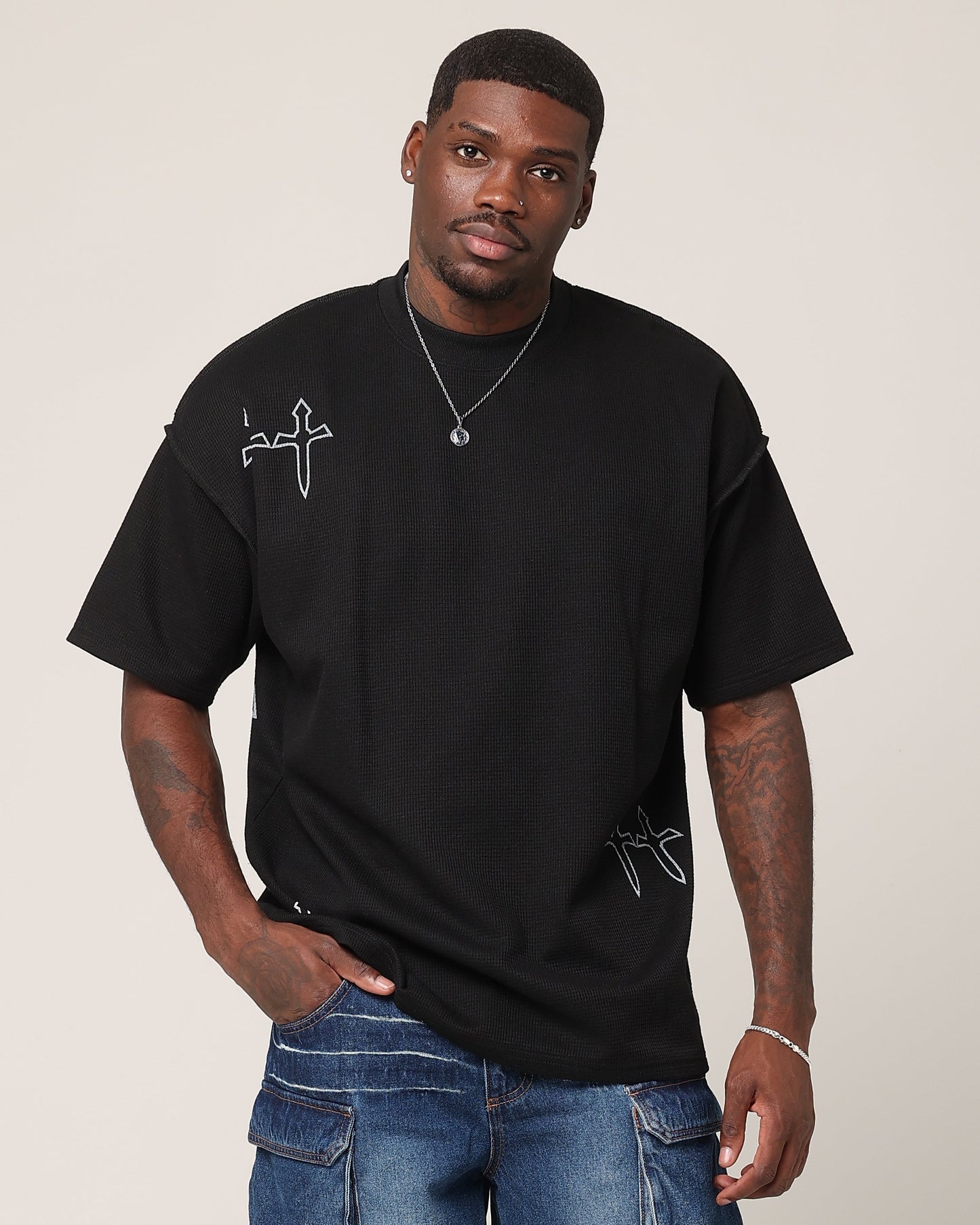 Saint Morta Shadow Waffle T-Shirt Black