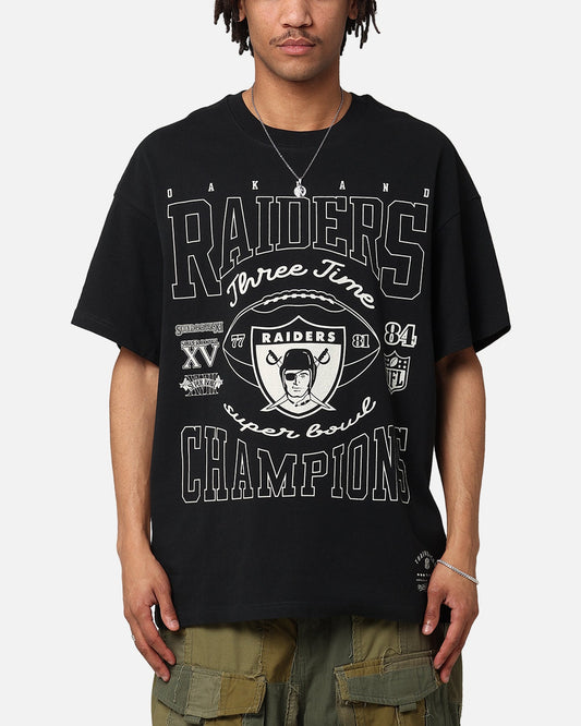 Mitchell & Ness Oakland Raiders 3 Time Super Bowl Champions T-Shirt Faded Black