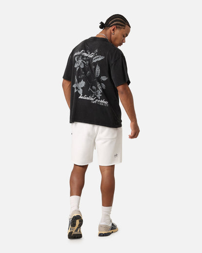 Saint Morta Flower Press Drop T-Shirt Black Acidwash