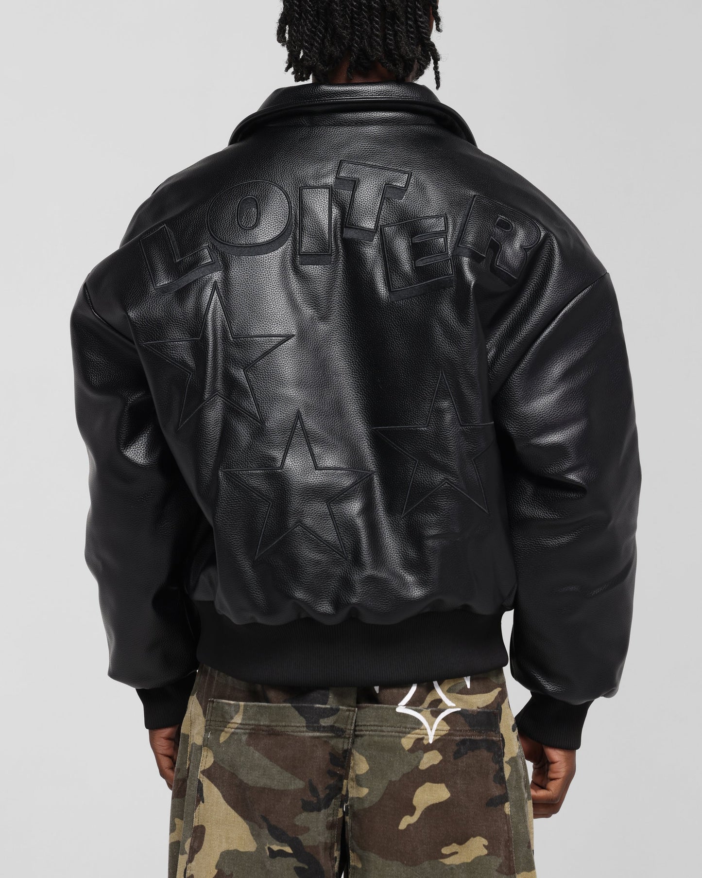 Loiter Solar Vegan Leather Varsity Jacket Black