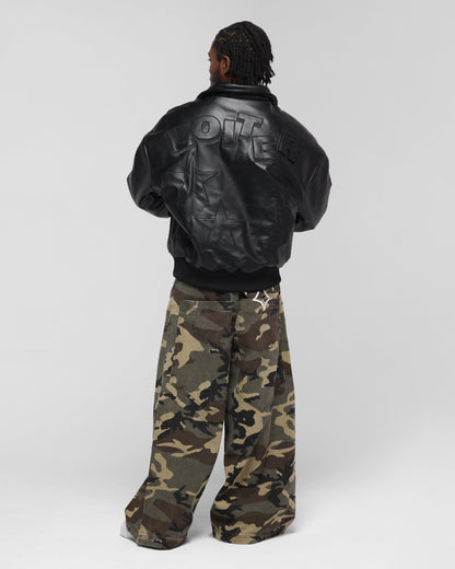Loiter Solar Vegan Leather Varsity Jacket Black