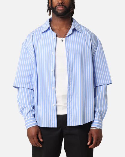 XXIII Double Layer Stripe Button Up Shirt Blue/White