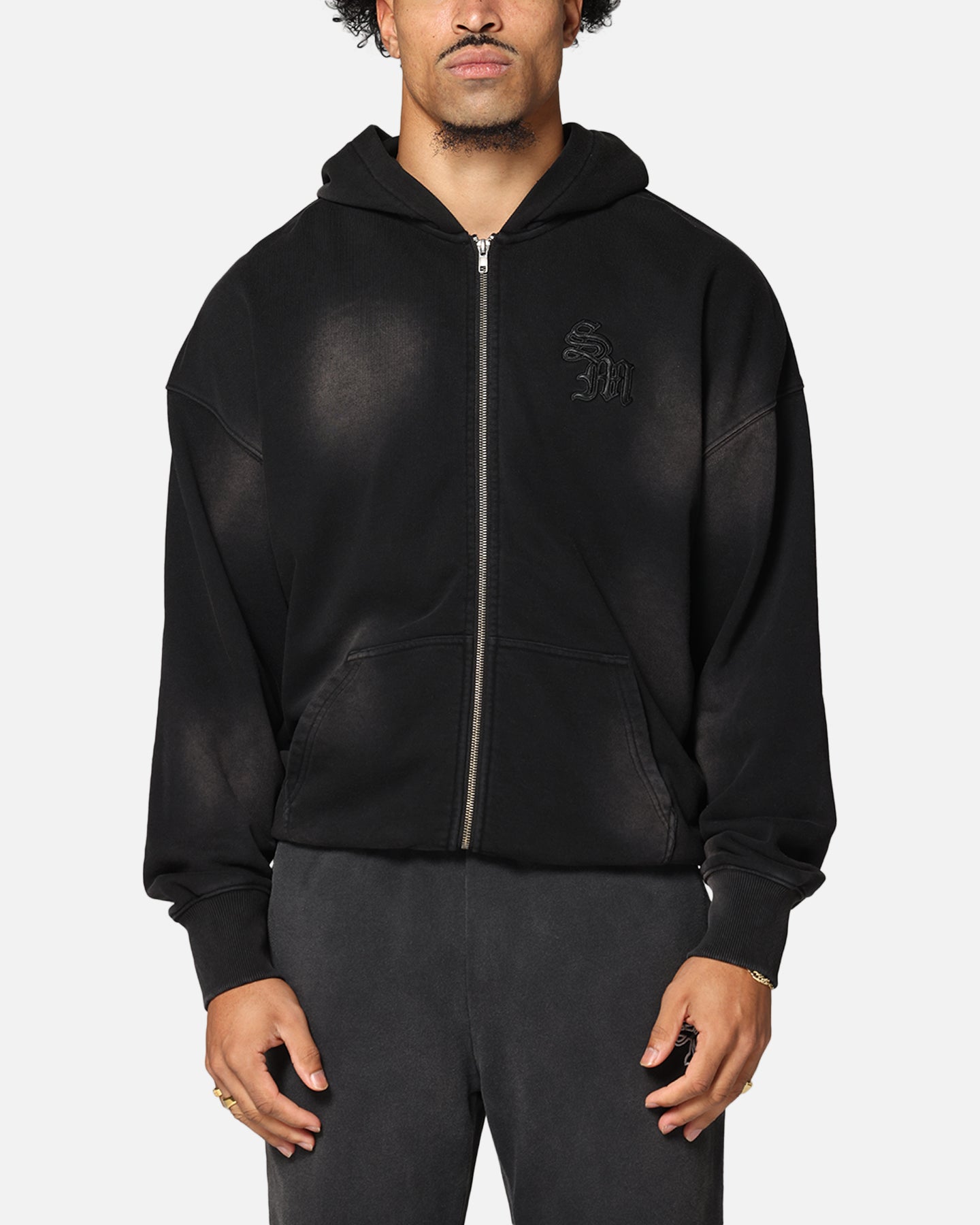 Saint Morta Gothic Zip Hoodie Sunfade Black