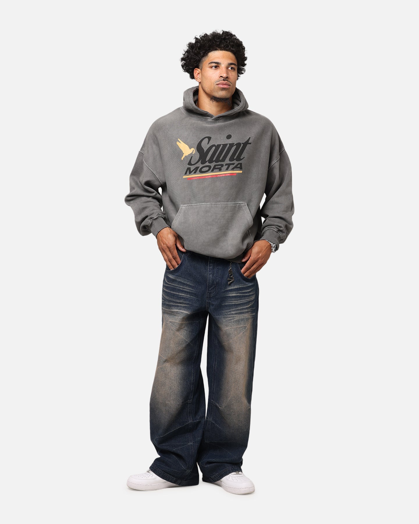 Saint Morta Adrenaline Boxy Hoodie Washed Charcoal