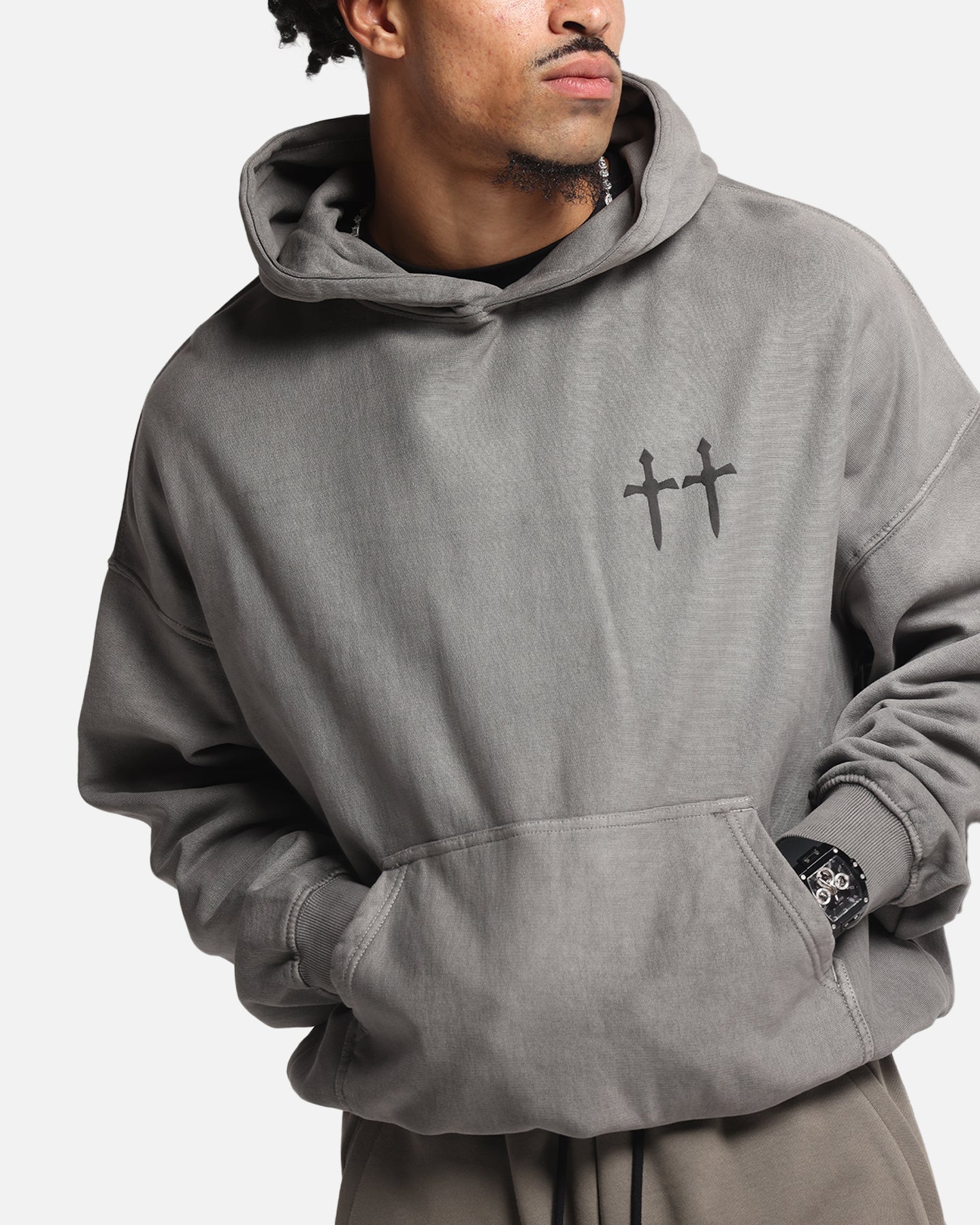 Saint Morta Mortal Boxy Hoodie Washed Charcoal