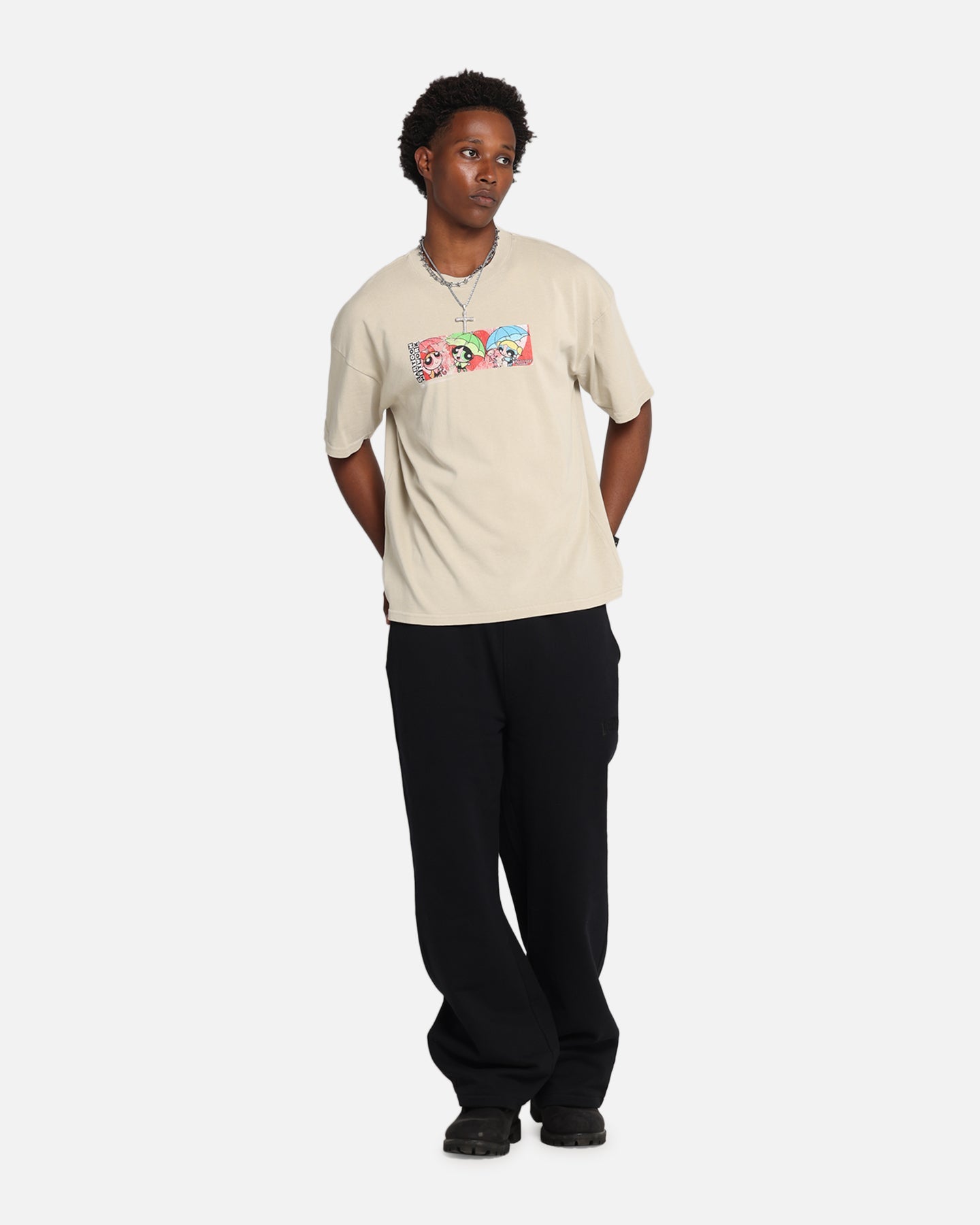 73Studio X Cartoon Network The Powerpuff Girls Box Logo Vintage T-Shirt Stone