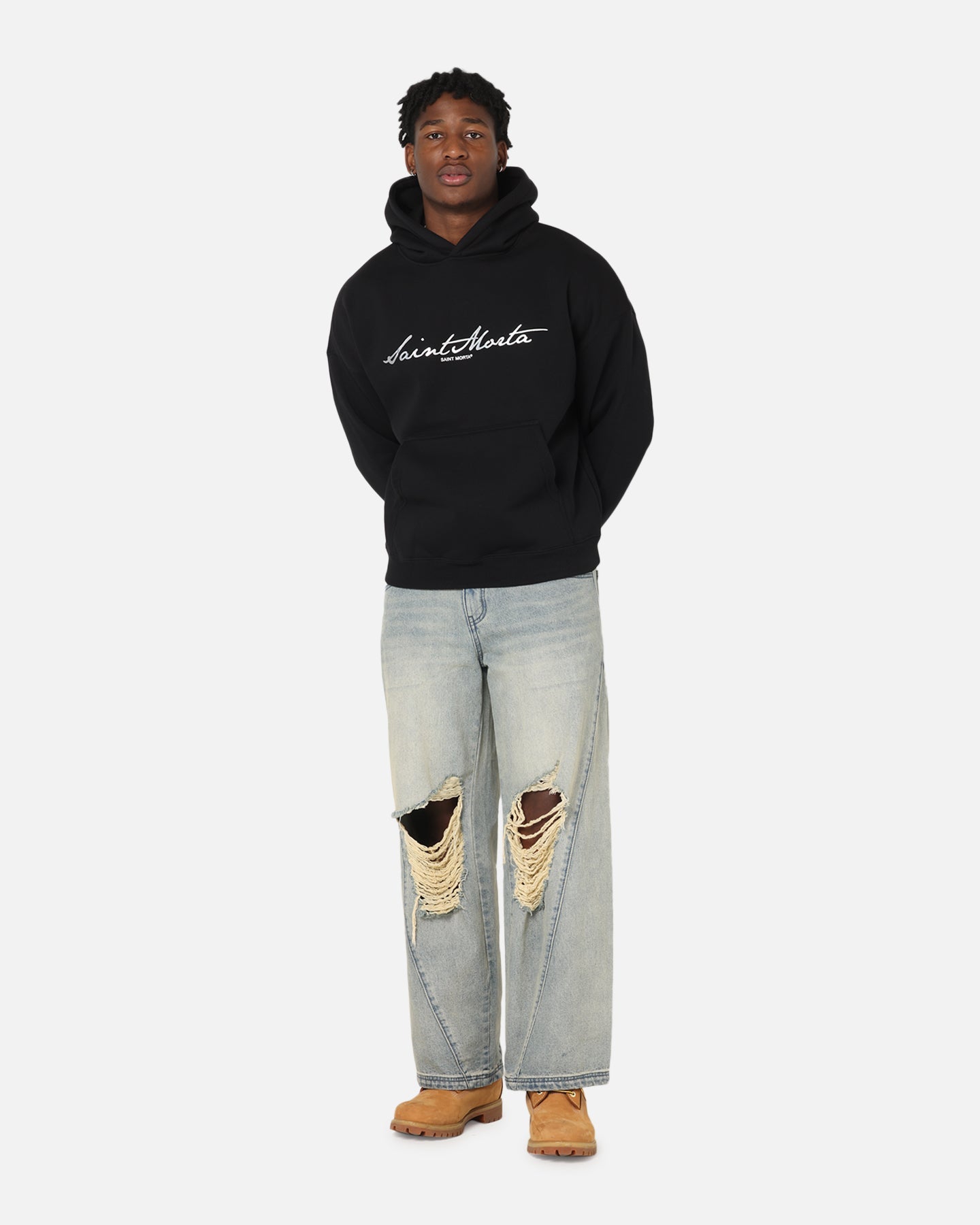 Saint Morta Scripture Boxy Hoodie Black