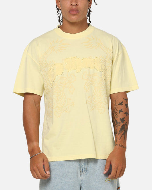 Ed Hardy Double Dragon Applique T-Shirt Butter Yellow