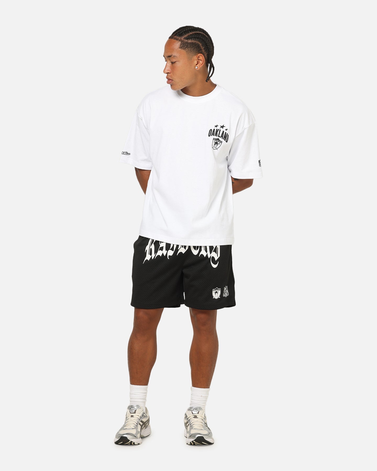Mitchell & Ness Las Vegas Raiders Stars & Text Boxy T-Shirt White