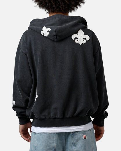 MNML Fleur Zip Up Hoodie Washed Black