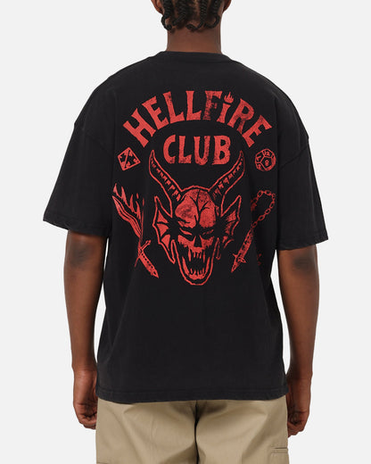 73Studio X Stranger Things Hellfire Lives T-Shirt Black Acidwash