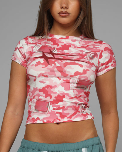 Loiter Women's Hybrid Baby T-Shirt Pink Camo