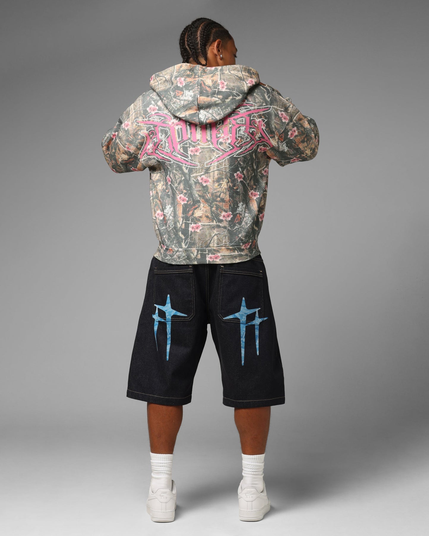 Loiter Waffle Zip Hoodie Pink Tree Camo