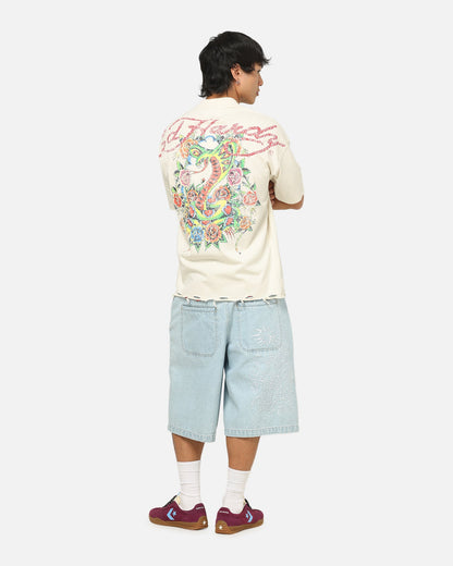Ed Hardy Venom Rose T-Shirt Washed White