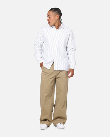 Saint Morta Valhala Pinstripe Long Sleeve Button Up Shirt White/Black