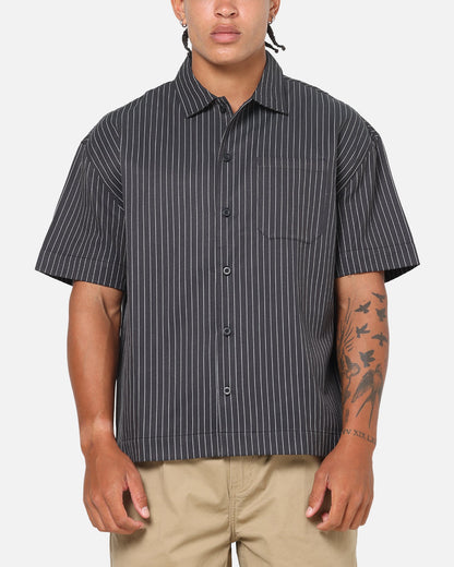 Saint Morta Valhala Pinstripe Button Up Shirt Black/White