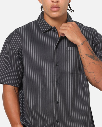 Saint Morta Valhala Pinstripe Button Up Shirt Black/White