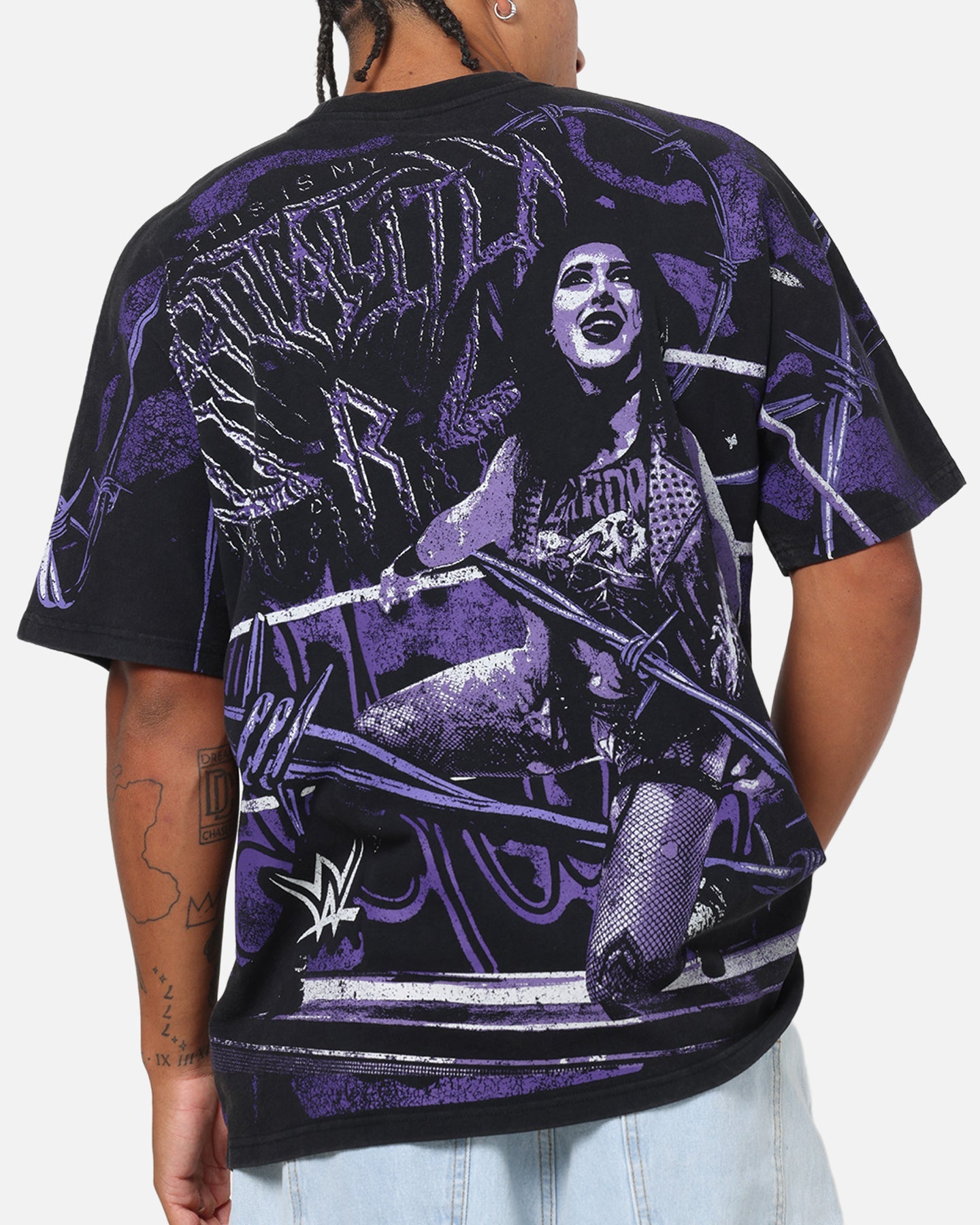 73Studio X WWE Rhea Ripley All Over Print T-Shirt Black Wash