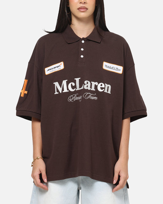 Mitchell & Ness X Mclaren Heritage Boxy Polo Shirt Chocolate