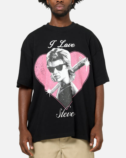 73Studio X Stranger Things I Love Steve Heavy T-Shirt Black