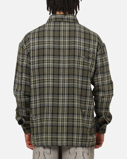 Saint Morta Credo Plaid Long Sleeve Button Up Shirt Green-plaid