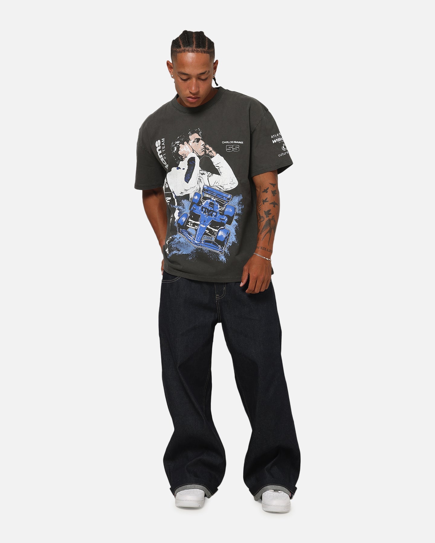 Culture Kings X Atlassian Williams F1 Team Carlos Sainz Jr. Heavy T-Shirt Black Acidwash