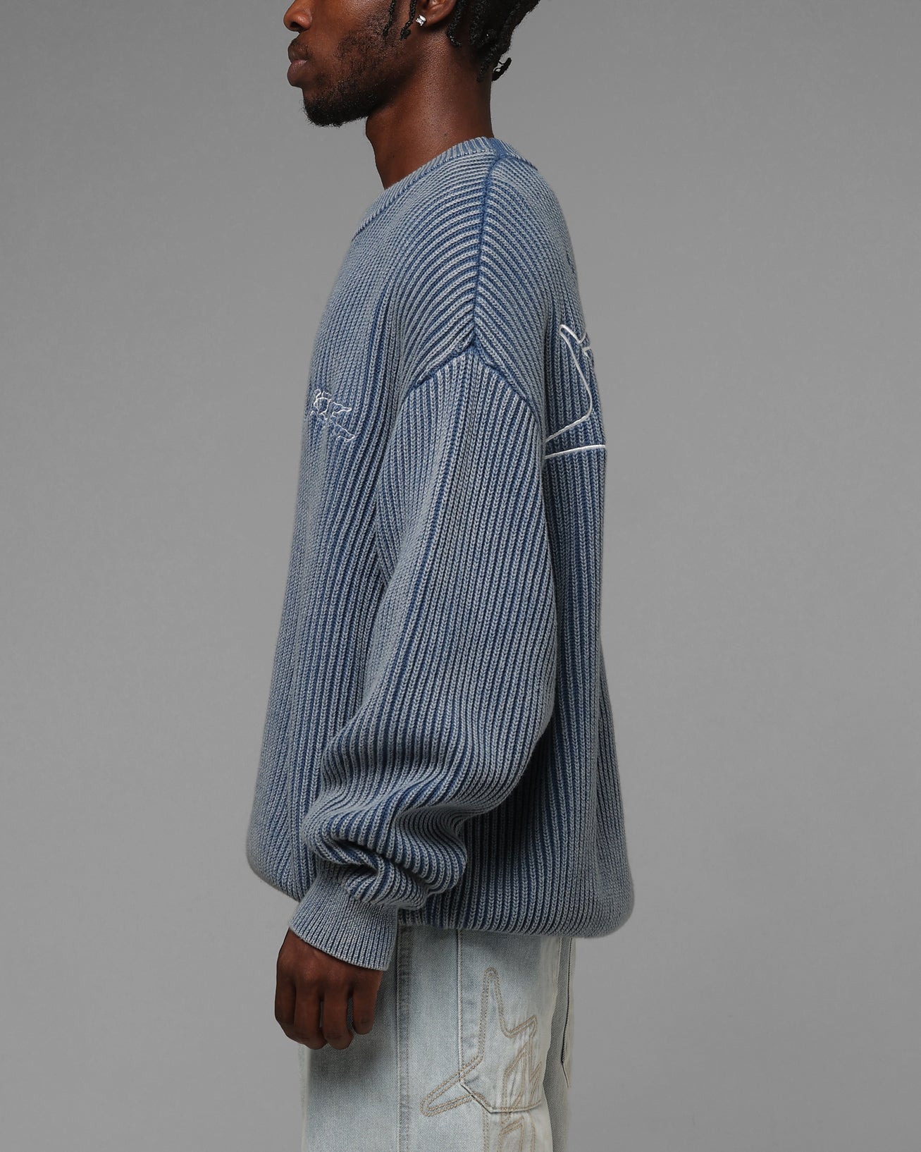 Loiter Star Born Knit Sweater Blue