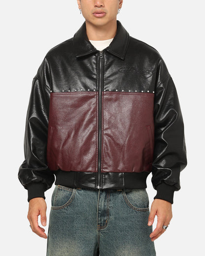 Ed Hardy Voltage Bomber Jacket Black/Burgundy